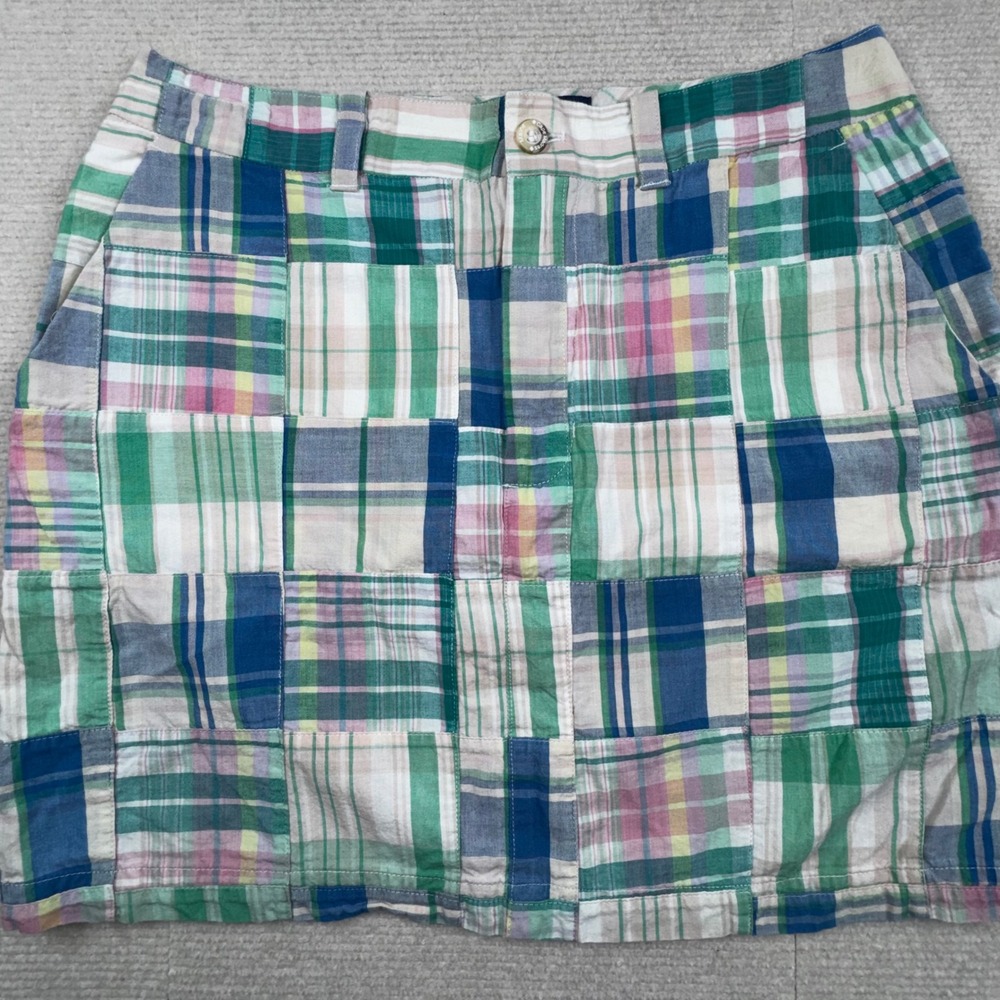 Cape Madras Skirt Womens 4 Multi Color Patchwork Plaid Cotton Preppy Mini